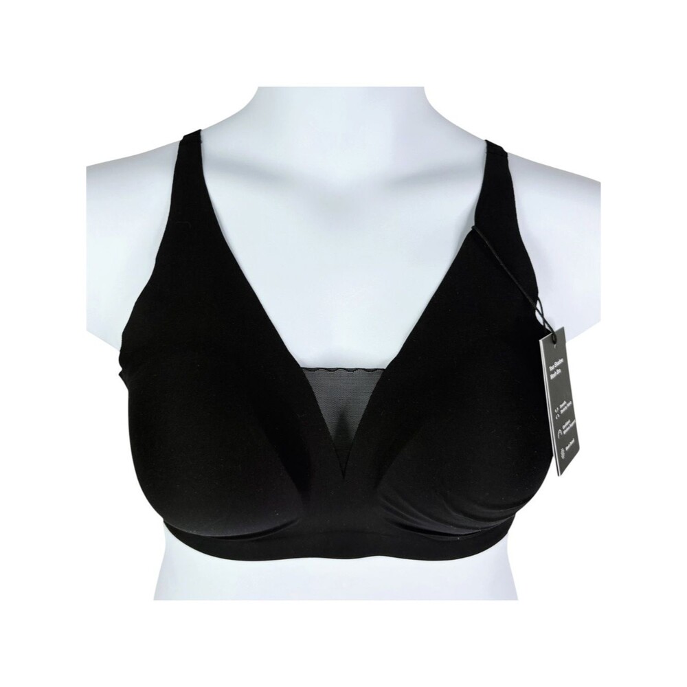 NWT Knix Revolution Shadow Mesh Bra sz XL * Solid Black Wireless Seamless Comfy